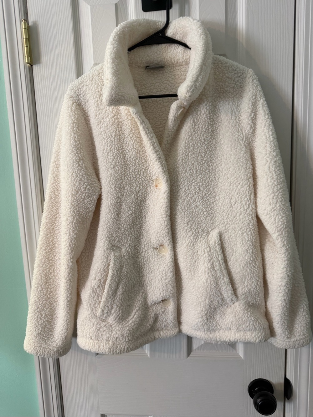 32 Degrees Cream Sherpa Button Jacket| M